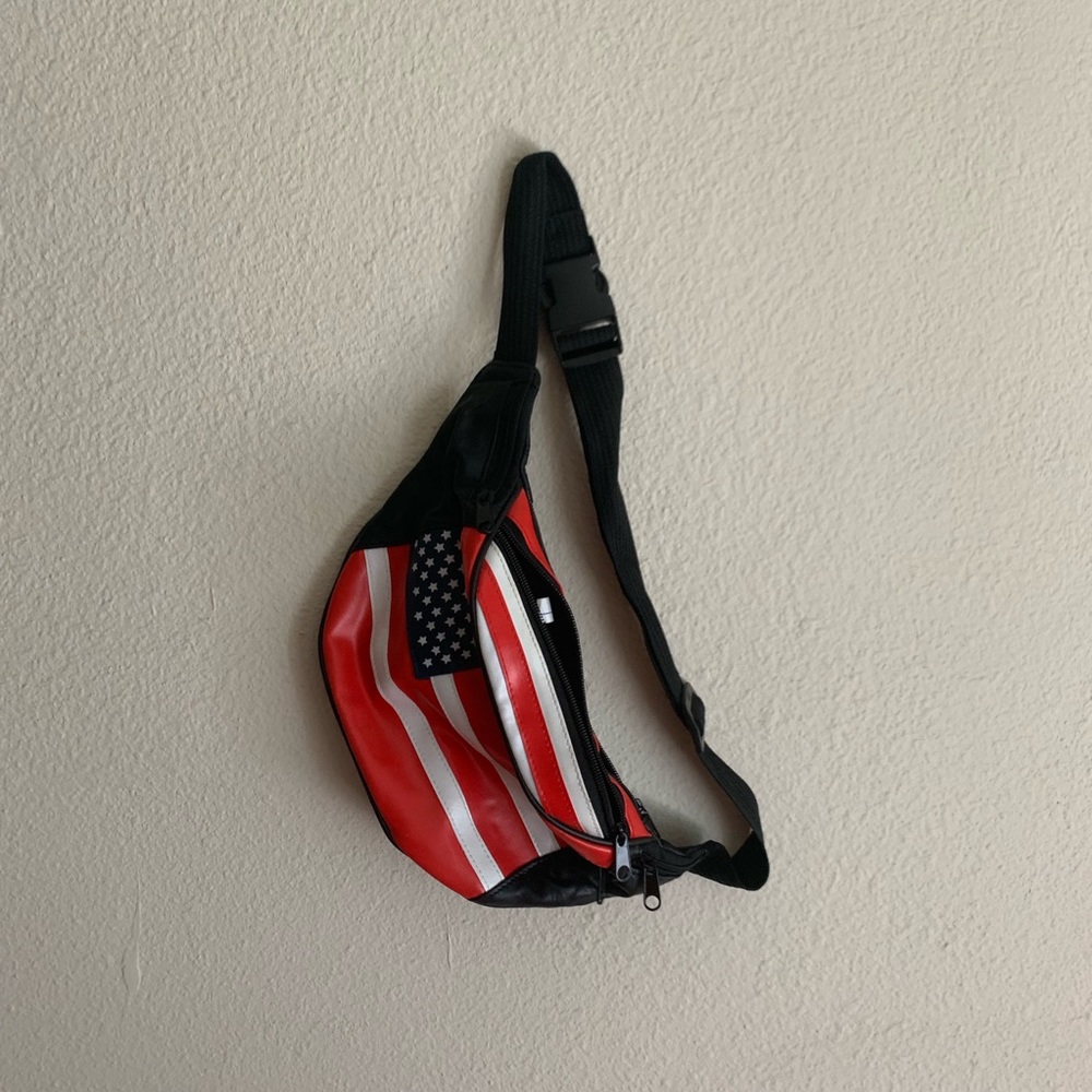 Leather American Flag Fanny Pack